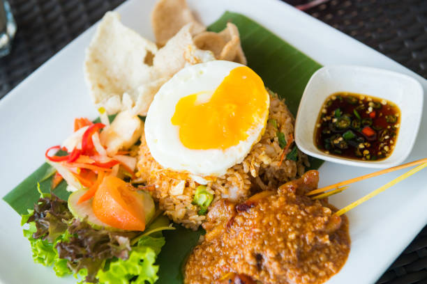 Traditional Malaysian Nasi Goreng Rice dish with fried egg