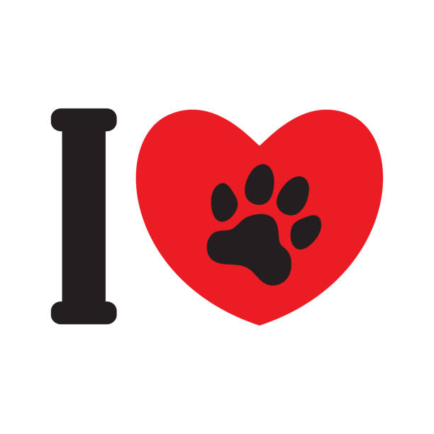 ilustraciones, imágenes clip art, dibujos animados e iconos de stock de te amo animales (perros) - letter i love heart shape animal heart