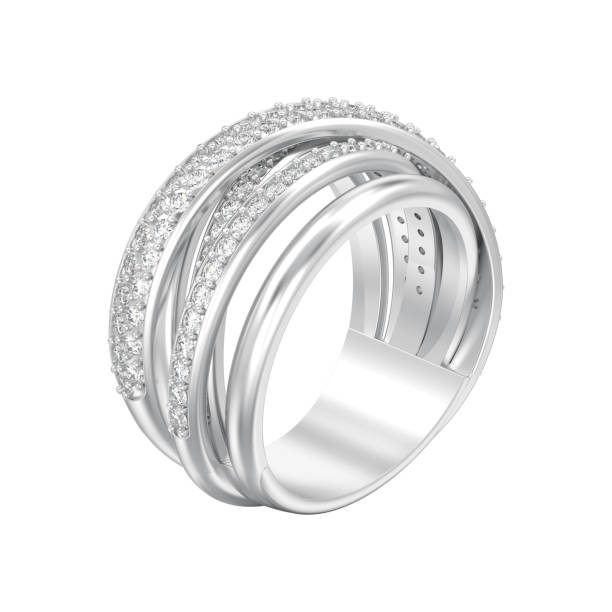 istock 3D illustration isolated silver decorative diamond criss cross ring 965695690