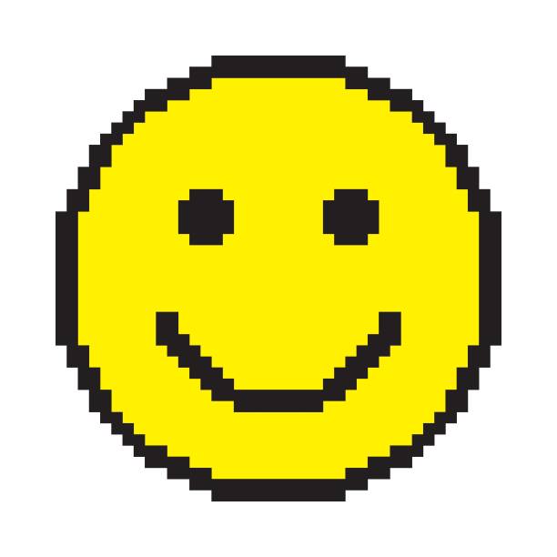 Smile icon. Happy face symbol. PIxel art. vector art illustration