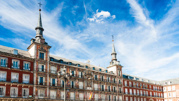 The Plaza Mayor in Madrid, Spain The Plaza Mayor (Main Square) is a central plaza in Madrid, Spain. constitucion photos stock pictures, royalty-free photos & images