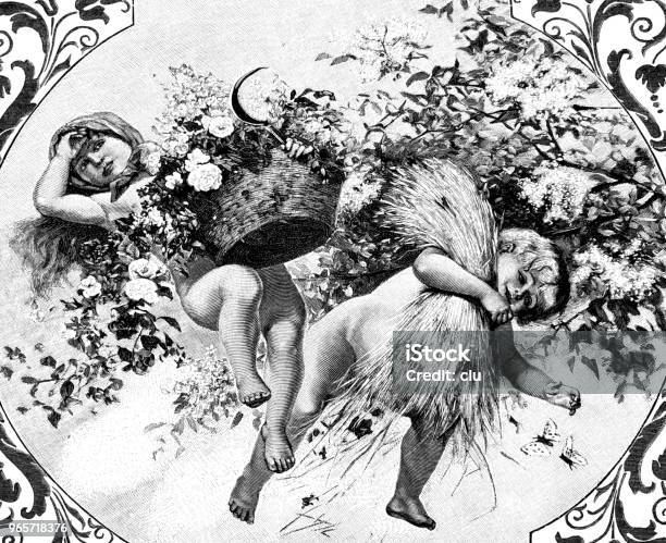 Angels Of The Summer Stock Illustration - Download Image Now - Angel, 1890-1899, 19th Century