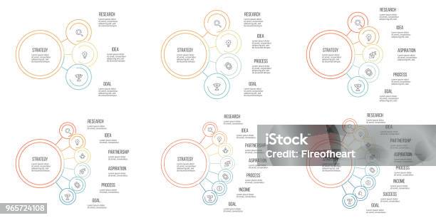 Business Infographics Organization Charts With 3 4 5 6 7 8 Options Vector Template Stock Illustration - Download Image Now