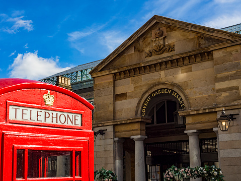 An english telephone box in Covent Garden  area in London