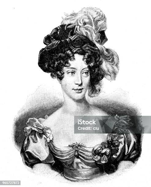 Portrait Of A Young Lady Duchess Of Berry Stock Illustration - Download Image Now - 1890-1899, 19th Century, Adult