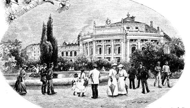 Vienna - Austria, Burgtheater Illustration from 19th century burgtheater vienna stock illustrations