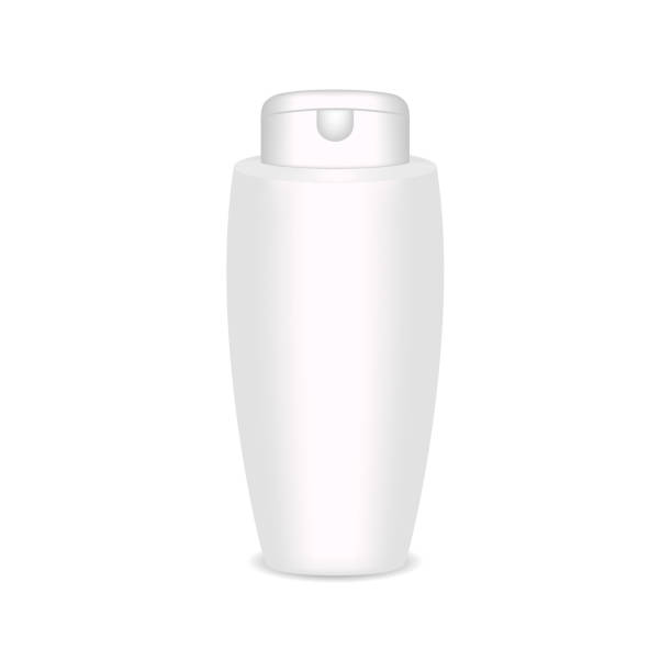 istock White glossy plastic bottle for shampoo, shower gel, lotion, body milk, bath foam. Realistic packaging mockup template. Front view. Vector illustration. 965729752