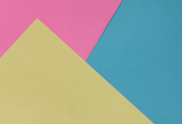 istock Creative geometric  paper background. Pink, blue, yellow pastel colors. Abstraction. Template. 965733090