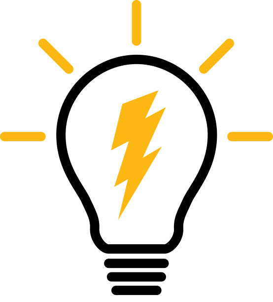 Vector illustration of a lightning bolt inside a lightbulb.