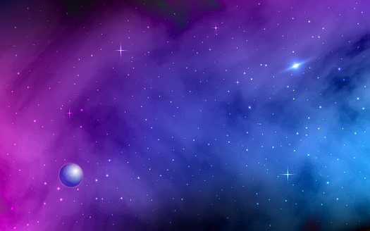 Space Background Shining Stars And Stardust Milky Way Planet Colorful Galaxy  With Nebula Abstract Futuristic Backdrop Realistic Vector Illustration  Stock Illustration - Download Image Now - iStock