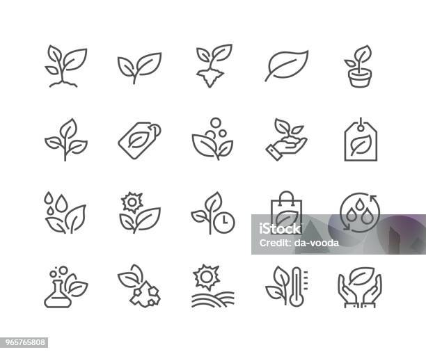 Line Plants Icons - Arte vetorial de stock e mais imagens de Ícone - Ícone, Flora, Folha