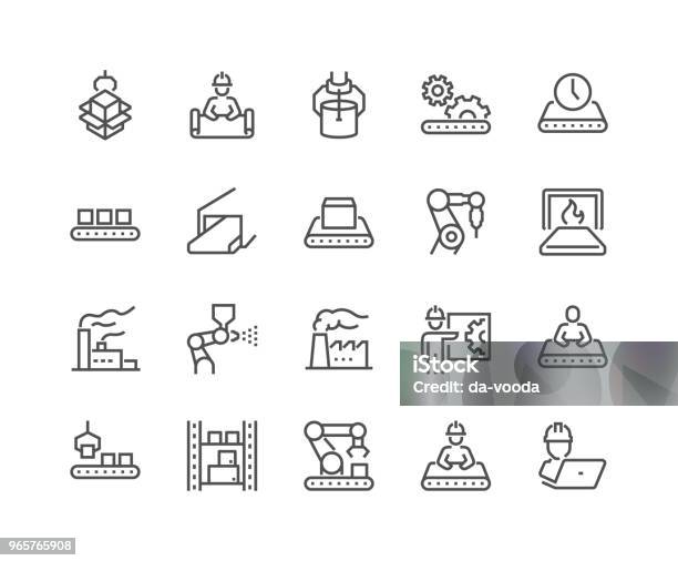 Line Mass Production Icons Stock Illustration - Download Image Now - Icon Symbol, Manufacturing, Industry