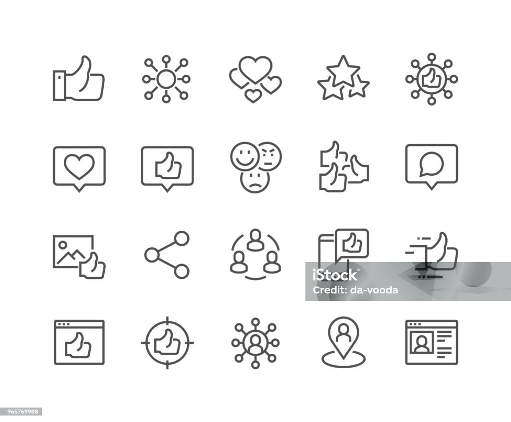 Line Social Networks Icons Simple Set of Social Networks Related Vector Line Icons. Contains such Icons as Profile Page, Rating, Social Links and more. Editable Stroke. 48x48 Pixel Perfect. Icon Symbol stock vector