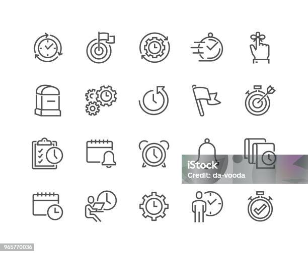 Line Time Management Icons Stock Illustration - Download Image Now - Icon Symbol, Efficiency, Life Events