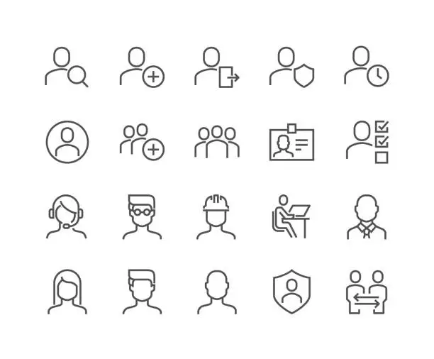 Vector illustration of Line Users Icons