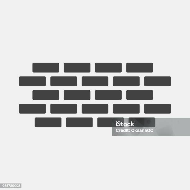 Vector Brick Icon Illustration Of Brickwork Brick Wall On A Gray Background Stock Illustration - Download Image Now