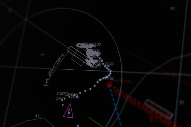 istock Display of ECDIS of a merchant ship in night mode. 965782268