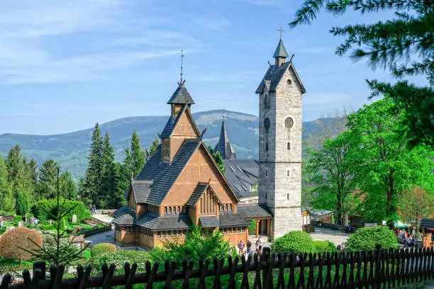 Beautiful Vang stave church in Karpacz, southern Poland