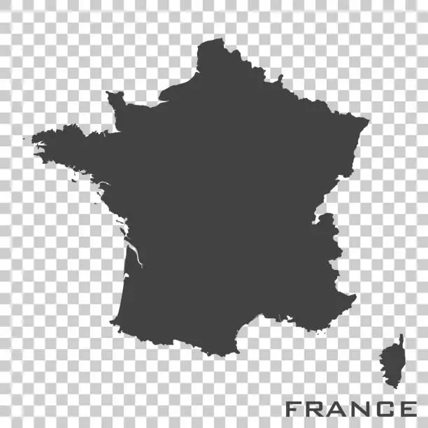 Vector illustration of Vector icon map of France  on transparent background