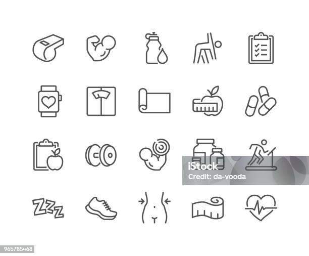 Line Fitness Icons Stock Illustration - Download Image Now - Icon, Exercising, Healthy Lifestyle