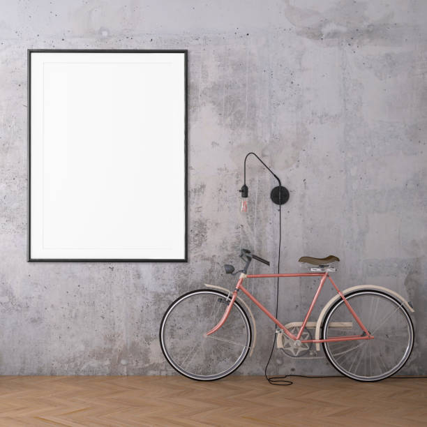 istock Hipster interior scene with bicycle and picture frame template 965850290