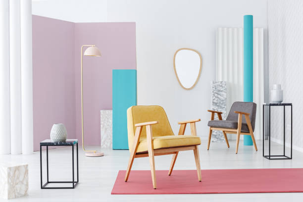 istock Pastel retro living room interior 965851084