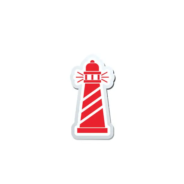 Vector illustration of Cute Nautical Lighthouse Icon