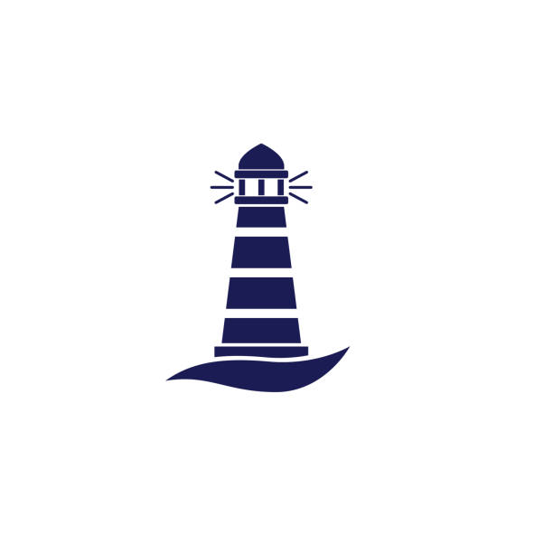 illustrazioni stock, clip art, cartoni animati e icone di tendenza di icona del faro nautico carino - lighthouse