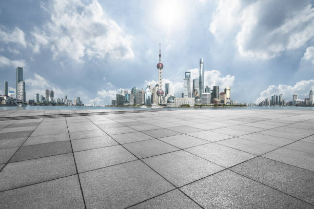 istock Empty floor and modern city skyline in Shanghai,China 965887706