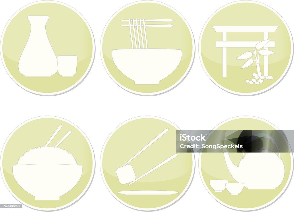 Restaurante iconos de Japón - arte vectorial de Arroz - Comida básica libre de derechos