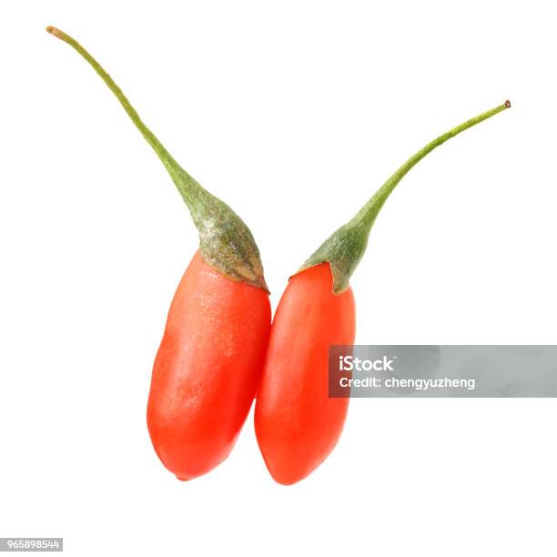 Goji Berries Isolated On White Stock Photo - Download Image Now - Antioxidant, Berry, Berry Fruit