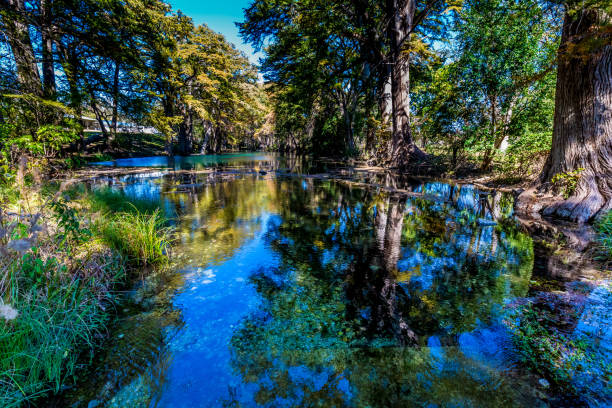 istock Bright Beautiful Fall Foliage on the Crystal Clear Frio River. 965917324