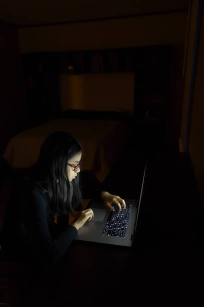 istock Girl Using Laptop In Dark Room 965959278