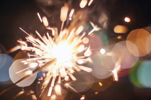 istock Sparkler Bokeh Colorful sparkler. Night background with a sparkler. 965970642