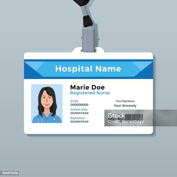 Krankenschwesterausweis Medizinische Identityabzeichenvorlage Stock Vektor Art und mehr Bilder von Ausweisdokument