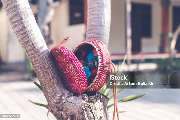 Natuurlijke Organische Handgemaakte Rotan Handtas Closeup Stockfoto en meer beelden van Archiefbeelden