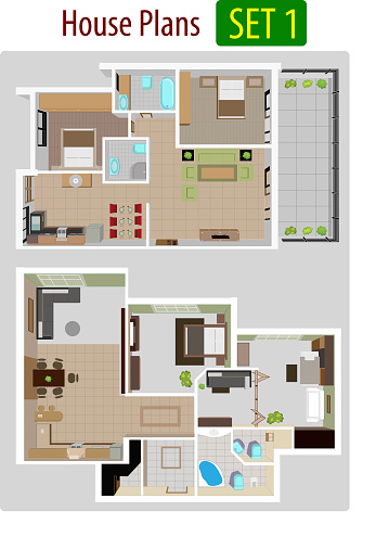Vector illustration of House plan version 1.