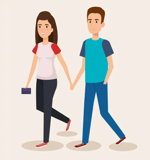 Vector illustration of young couple avatars characters
