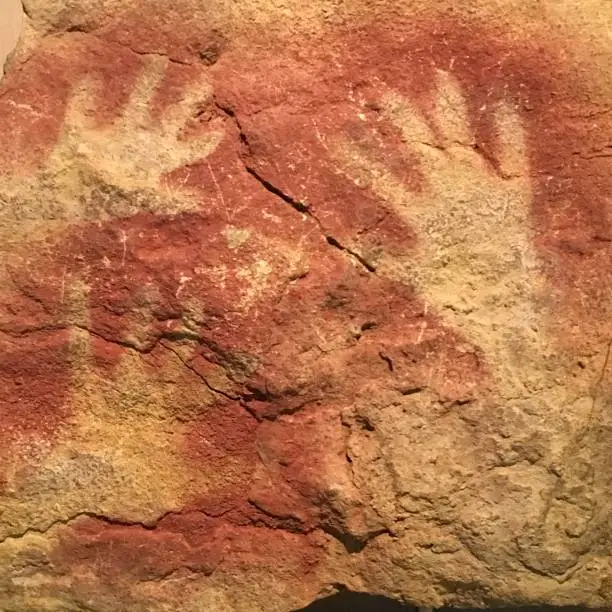 Painting of Hands made in the stoneage. Picture made in the cave near to Santillana Del Mar.