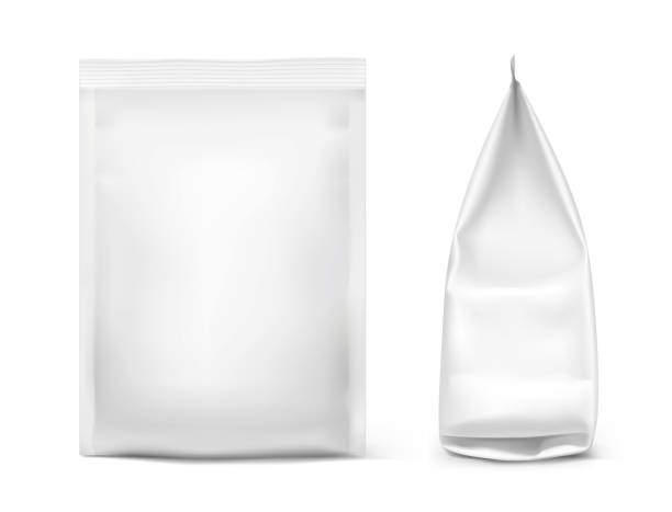 istock Food snack bags isolated on white background. Front and side view. 966002694