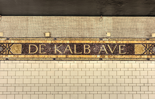 DeKalb Avenue Subway Station Mosaic in New York, serving downtown Brooklyn.