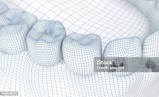 Mouth Gum And Teeth Wire 3d Model Illustration Stock Photo - Download Image Now - Dental Health, Three Dimensional, Dentist