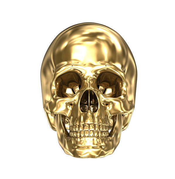 istock Golden human skull over white , 3D illustration 966012110