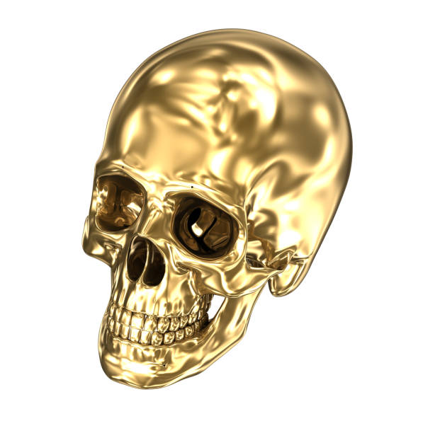 istock Golden human skull over white , 3D illustration 966015440