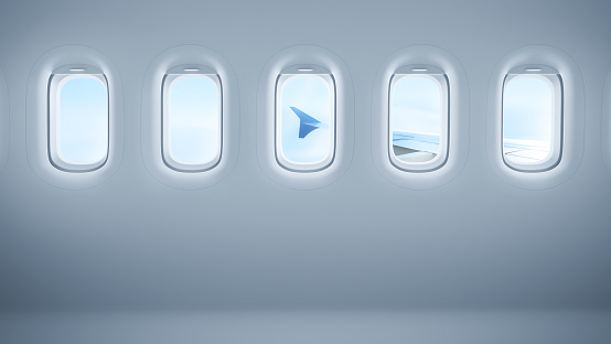 Airplane windows with copy space