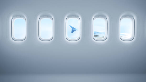 airplane windows with copy space - airplane porthole imagens e fotografias de stock