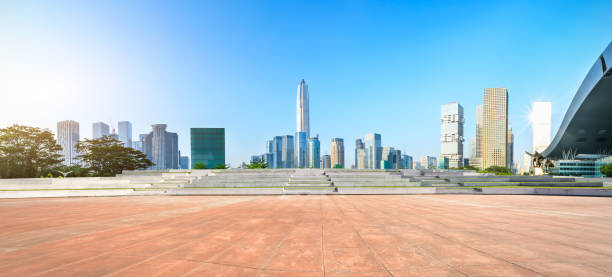 istock empty square floor and modern city skyline panorama in Shenzhen 966020092