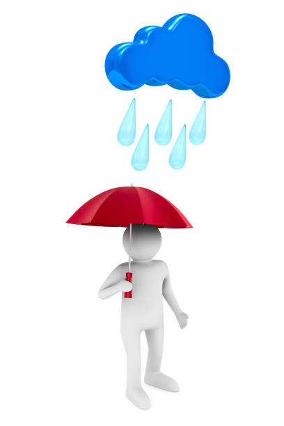 man with umbrella on white background. Isolated 3d illustration
