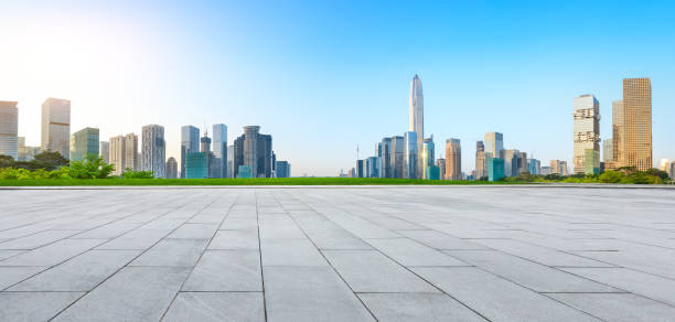 istock empty square floor and modern city skyline panorama in Shenzhen 966020938
