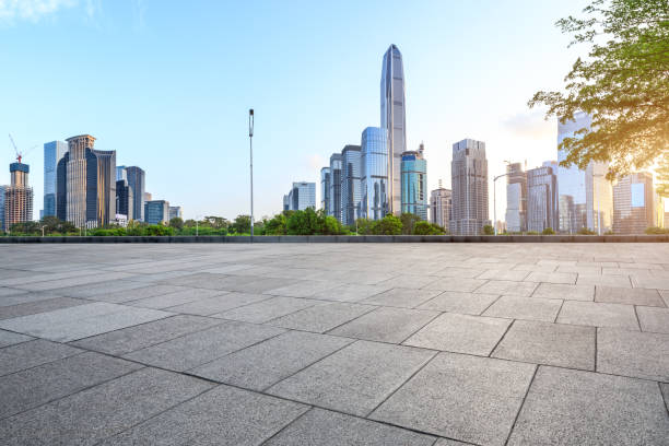 istock empty square floor and modern city skyline in Shenzhen 966023492